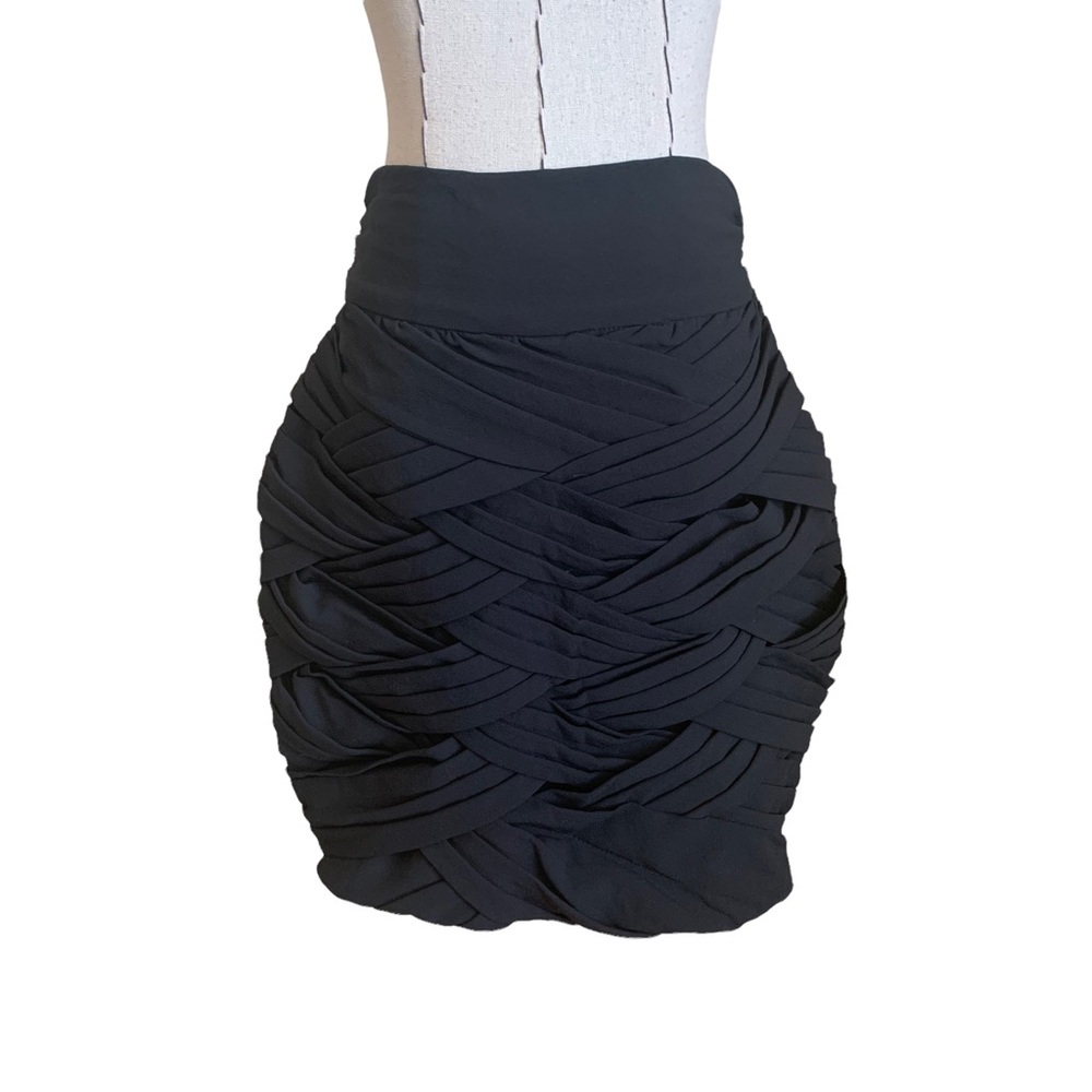 A.L.C. Black Tiered Woven Quilt Layered Mini Skirt